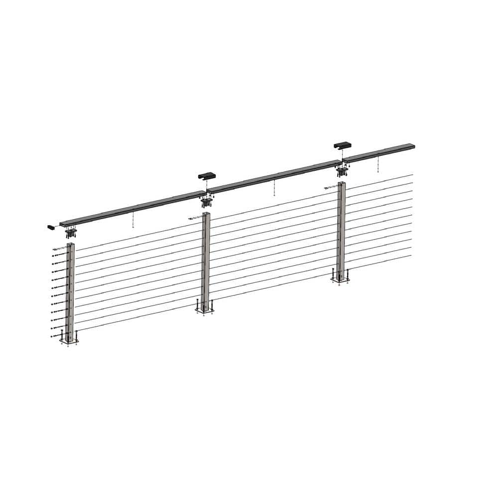 CityPost 66 ft. Black Deck Cable Railing 36 in. Base Mount