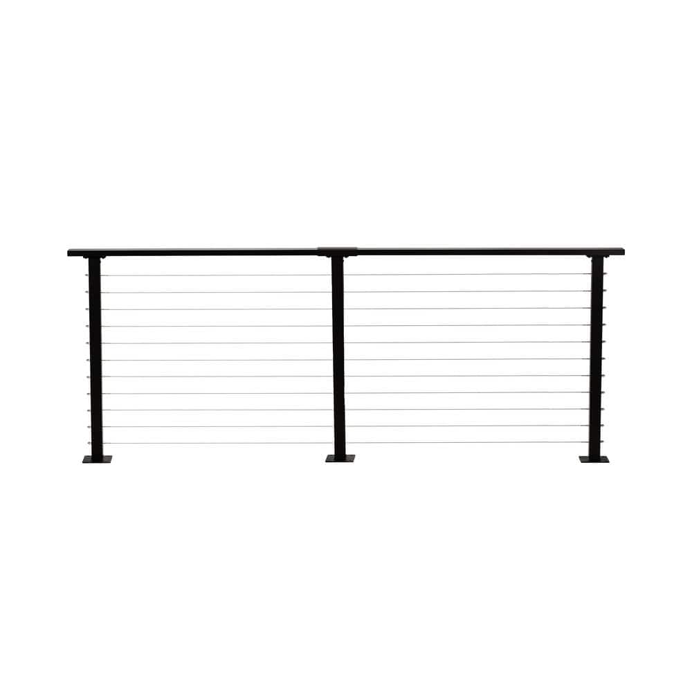 CityPost 8 ft. Black Deck Cable Railing