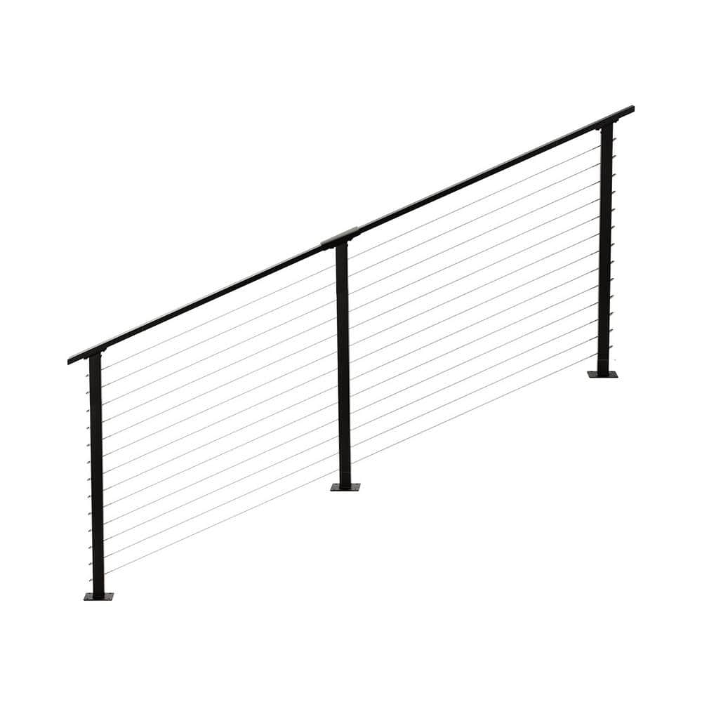 CityPost 8 ft. Stair Cable Railing, 42 in. Base Mount, Black