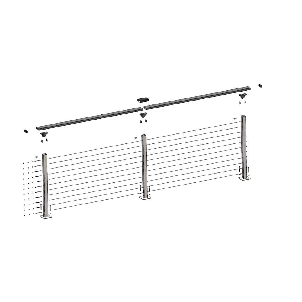CityPost 8 ft. Deck Cable Railing in Grey