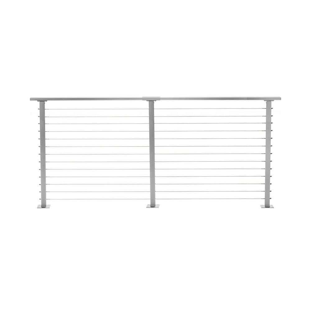 CityPost 8 ft. Deck Cable Railing, 42 in. Base Mount in Grey