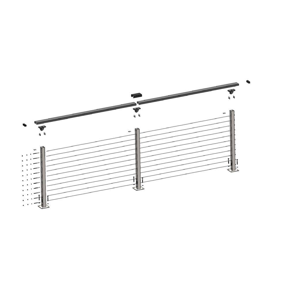 CityPost 8 ft. Deck Cable Railing, 42 in. Base Mount, White