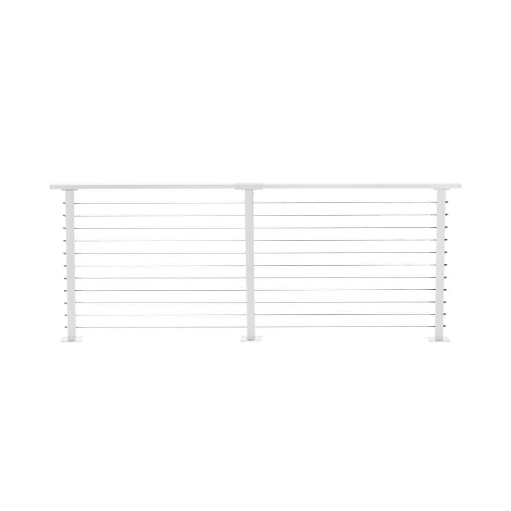 CityPost 8 ft. White Deck Cable Railing