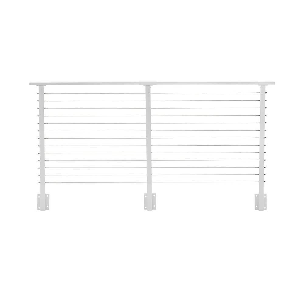 CityPost 8 ft. Deck Cable Railing, 42 in. Face Mount, White