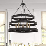 Vanity Art 5 -Light Candle Style Wagon Wheel Chandelier in Classic Black/Brass Dust