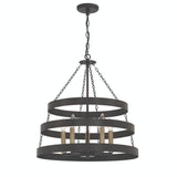 Vanity Art 5 -Light Candle Style Wagon Wheel Chandelier in Classic Black/Brass Dust