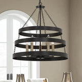 Vanity Art 5 -Light Candle Style Wagon Wheel Chandelier in Classic Black/Brass Dust