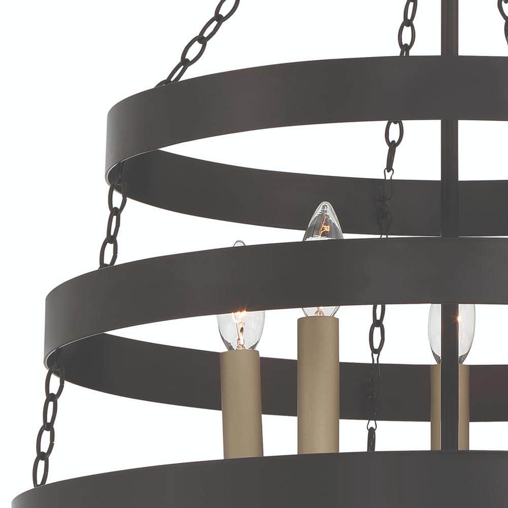 Vanity Art 5 -Light Candle Style Wagon Wheel Chandelier in Classic Black/Brass Dust