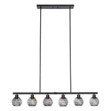 Vanity Art 60-Watt 6-Light Classic Black Shaded Globe Kitchen Island Linear Pendant Light with Metal Shade, No Bulbs Included