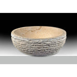 ANZZI Desert Basin Vessel Sink in Classic Cream Marble, 16.5 in. Round