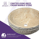 ANZZI Desert Basin Vessel Sink in Classic Cream Marble, 16.5 in. Round