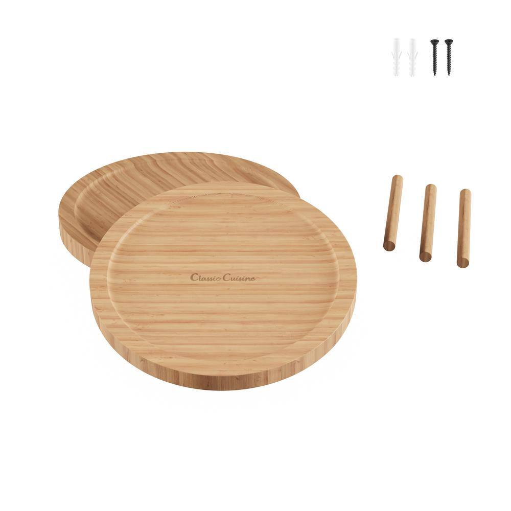 Classic Cuisine 2-Shelf 10 in. All Natural Brown Bamboo Lazy Susan Turntable