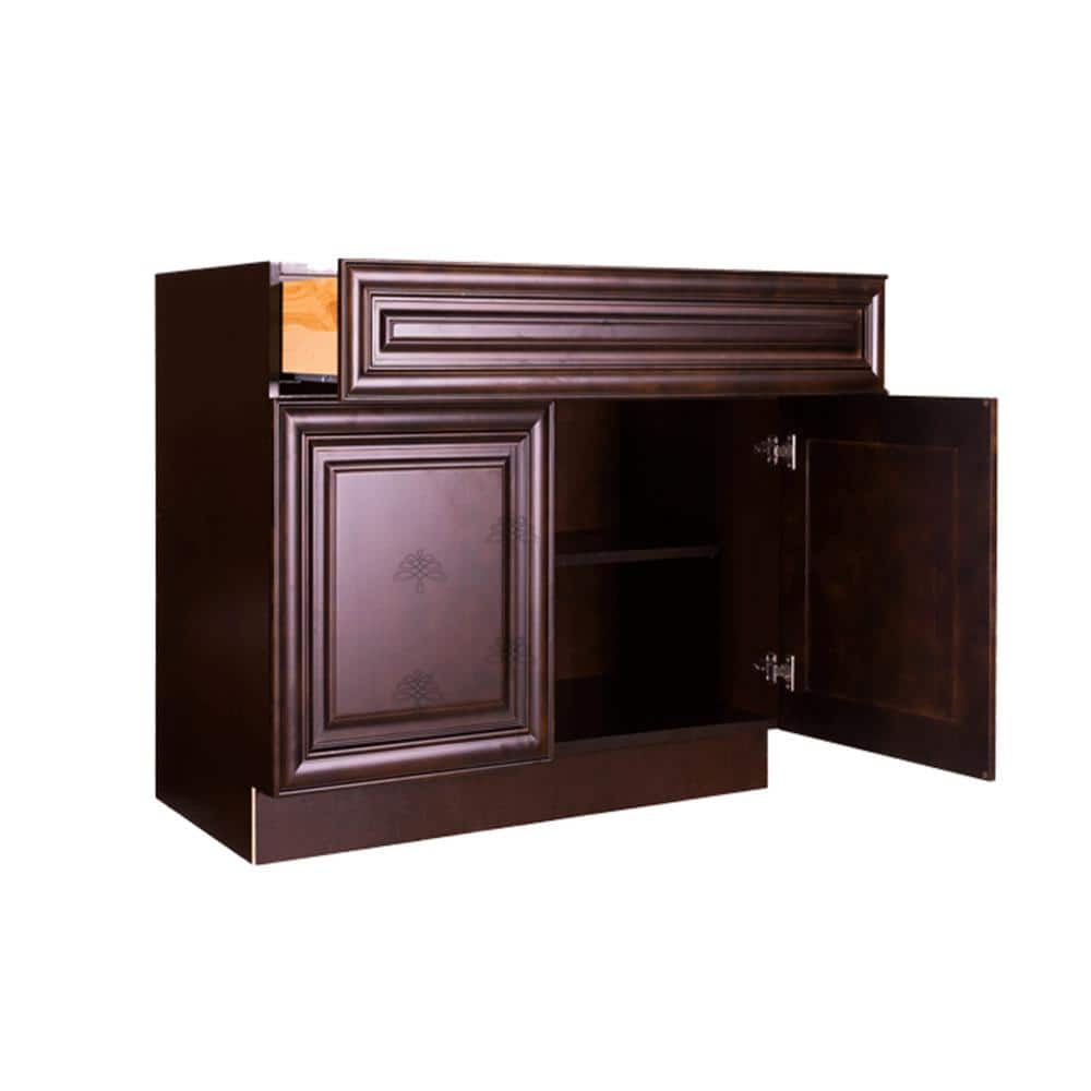 LIFEART CABINETRY Edinburgh Espresso Plywood Raised Panel Stock Assembled Base Kitchen Cabinet (42 in. W x 34.5 in. H x 24 in. D)