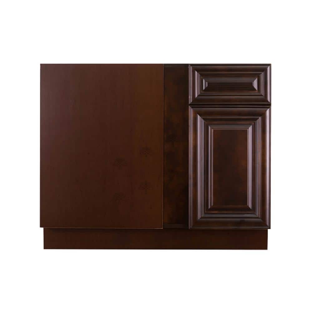 LIFEART CABINETRY Edinburgh Espresso Plywood Raised Panel Stock Assembled Base Corner Kitchen Cabinet (45 in. W x 34.5 in. H x 24 in. D)