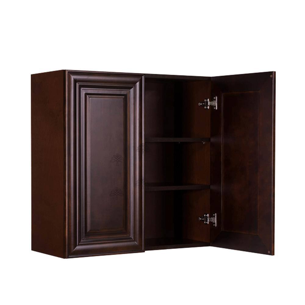 LIFEART CABINETRY Edinburgh Espresso Plywood Raised Panel Stock Assembled Wall Kitchen Cabinet (36 in. W x 36 in. H x 12 in. D)