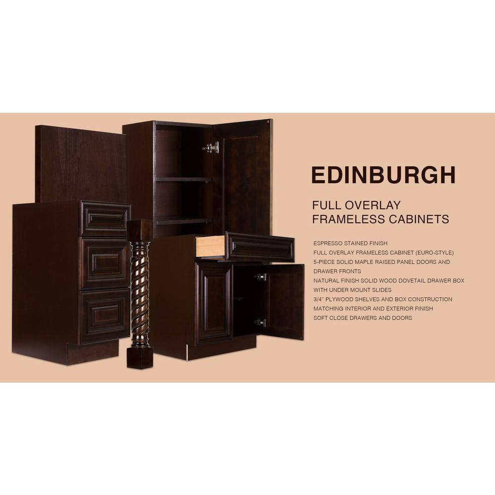 LIFEART CABINETRY Edinburgh Espresso Plywood Glass Door Stock Assembled Wall Corner Kitchen Cabinet (24 in. W x 42 in. H x 15 in. D)