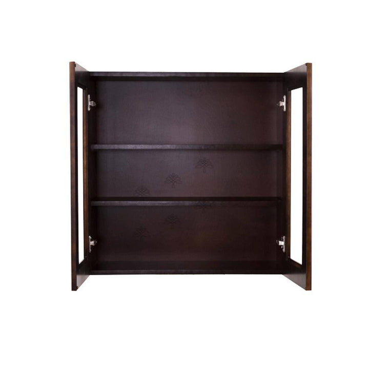 LIFEART CABINETRY Edinburgh Espresso Plywood Glass Door Stock Assembled Wall Kitchen Cabinet (33 in. W x 36 in. H x 12 in. D)