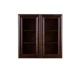 LIFEART CABINETRY Edinburgh Espresso Plywood Glass Door Stock Assembled Wall Kitchen Cabinet (36 in. W x 36 in. H x 12 in. D)
