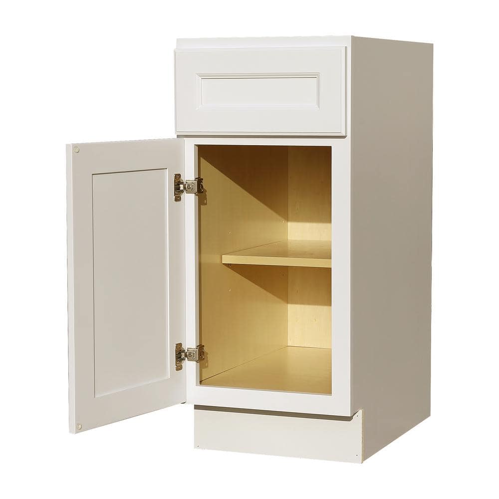 LIFEART CABINETRY LaPort Assembled 15x34.5x24 in. Base Cabinet with 1 Door and 1 Drawer in Classic White