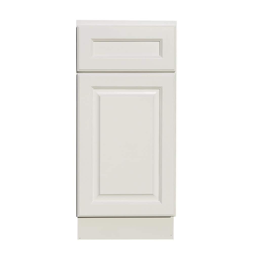 LIFEART CABINETRY LaPort Assembled 15x34.5x24 in. Base Cabinet with 1 Door and 1 Drawer in Classic White