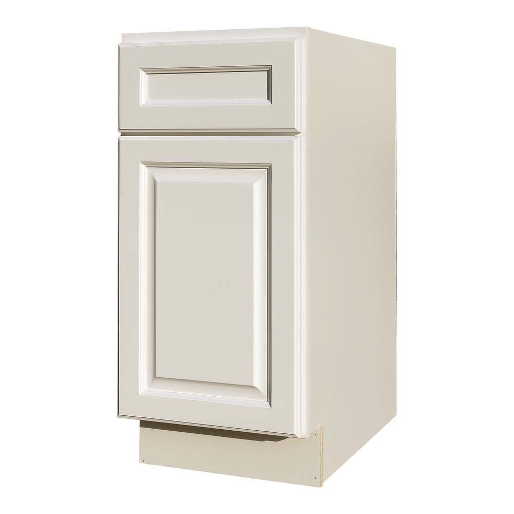 LIFEART CABINETRY LaPort Assembled 15x34.5x24 in. Base Cabinet with 1 Door and 1 Drawer in Classic White