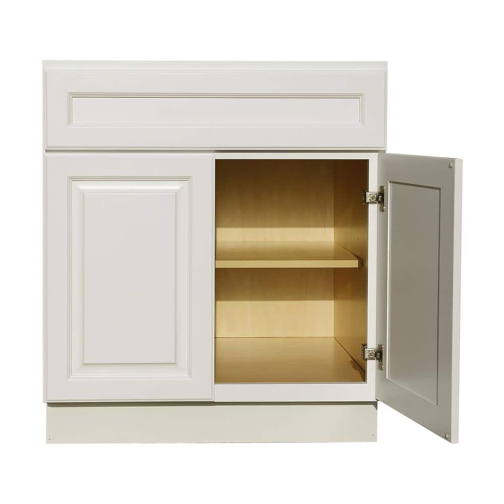 LIFEART CABINETRY LaPort Assembled 30x34.5x24 in. Base Cabinet with 2 Doors and 1 Drawer in Classic White