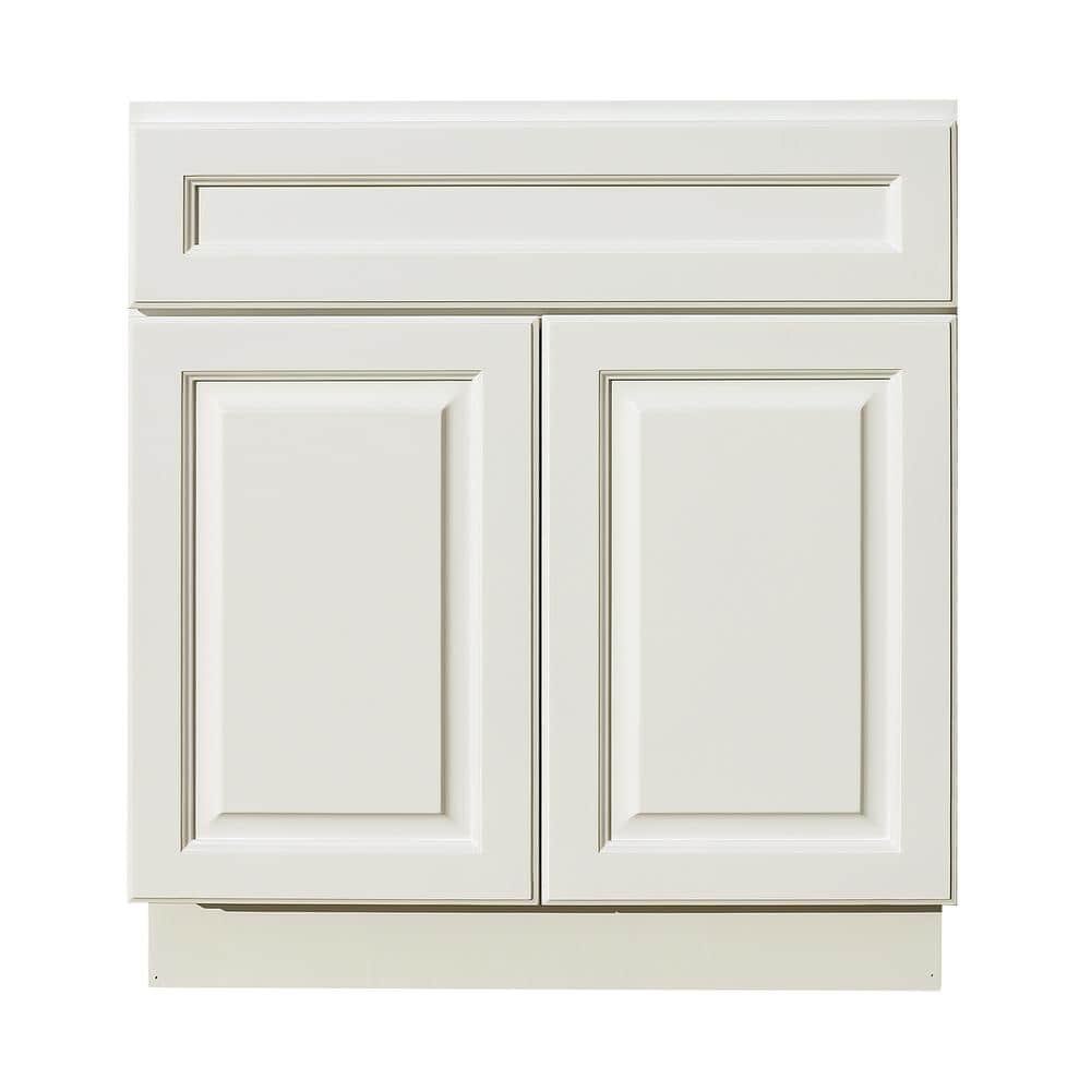 LIFEART CABINETRY LaPort Assembled 30x34.5x24 in. Base Cabinet with 2 Doors and 1 Drawer in Classic White