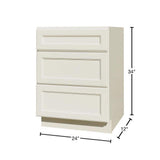 LIFEART CABINETRY LaPort Assembled 12x34.5x24 in. Base Cabinet with 3 Drawers in Classic White