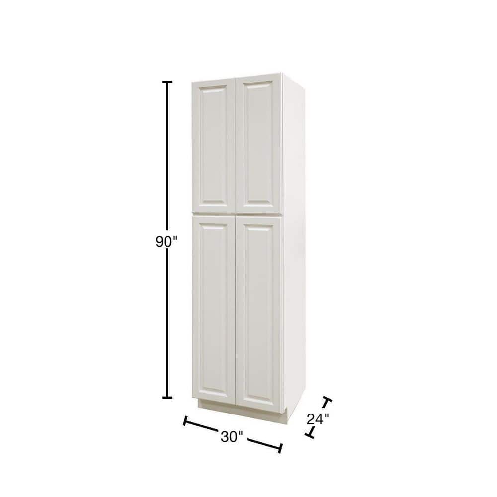 LIFEART CABINETRY LaPort Assembled 30x90x24 in. 4 Door Tall Pantry with 6 Shelves in Classic White