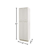 LIFEART CABINETRY LaPort Assembled 30x90x24 in. 4 Door Tall Pantry with 6 Shelves in Classic White