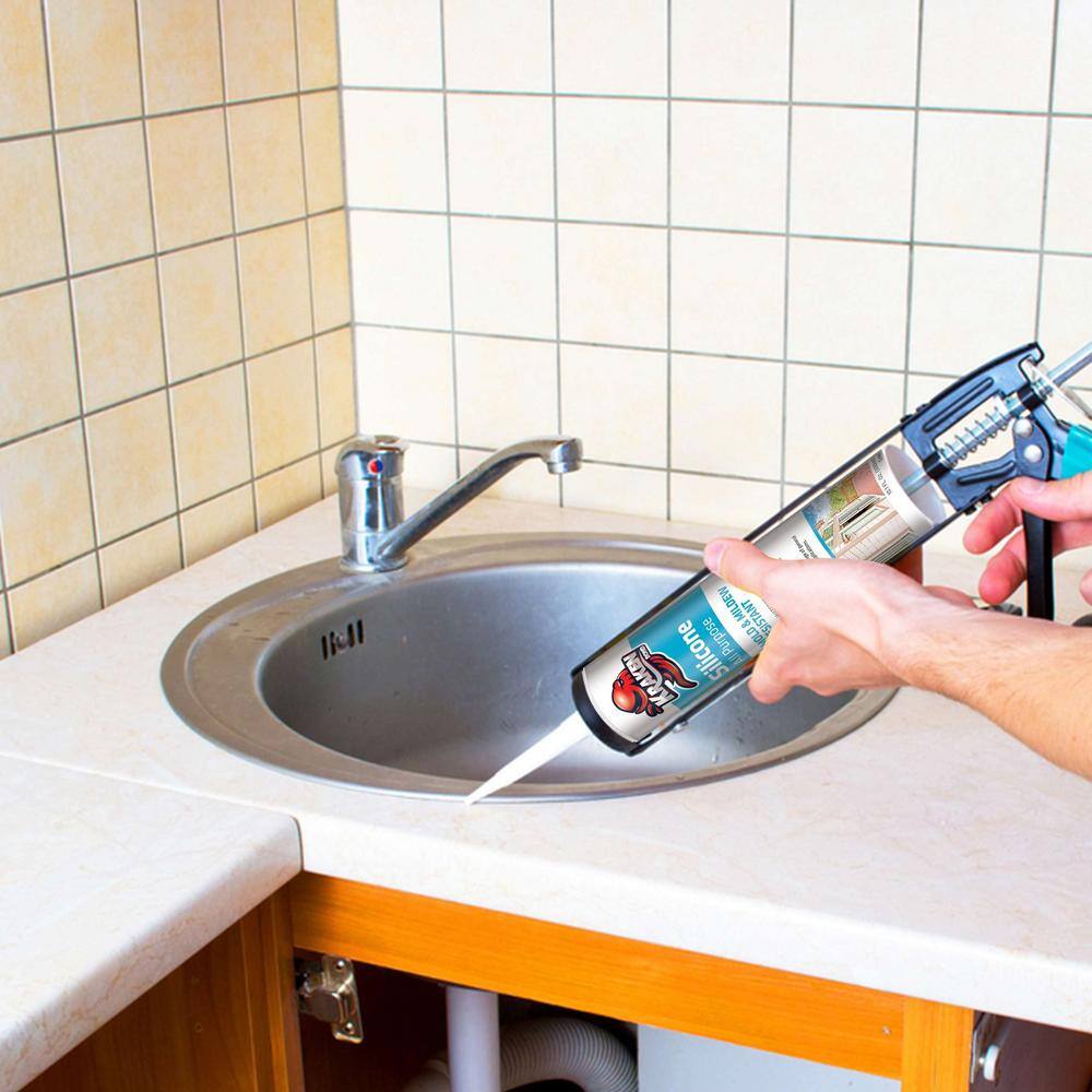 Adrinfly 12 fl. Oz. Silicone Caulk Clear Silicone Sealant Waterproof, Countertop Flexible Kitchen Sink Sealant, 12-Pack