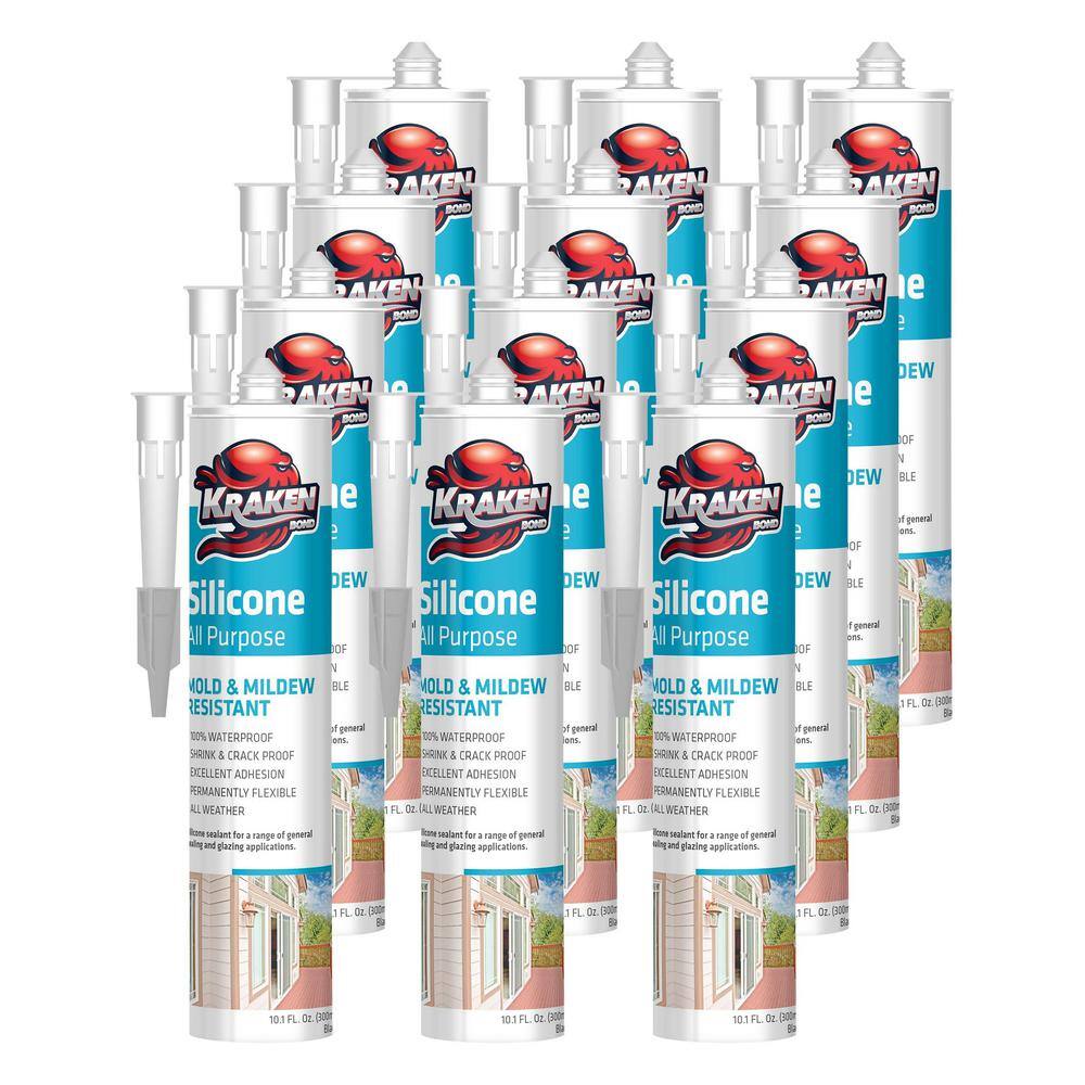 Adrinfly 12 fl. Oz. Silicone Caulk Clear Silicone Sealant Waterproof, Countertop Flexible Kitchen Sink Sealant, 12-Pack