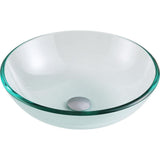 ANZZI Etude Series 17 in. Round Clear Glass Bathroom Vessel Sink with Pop-Up Drain