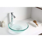 ANZZI Etude Series 17 in. Round Clear Glass Bathroom Vessel Sink with Pop-Up Drain