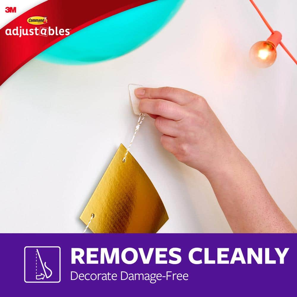 Command Adjustables 1/2 lb. Clear Repositionable Clips, 14 Clips with 30 Adhesive Strips