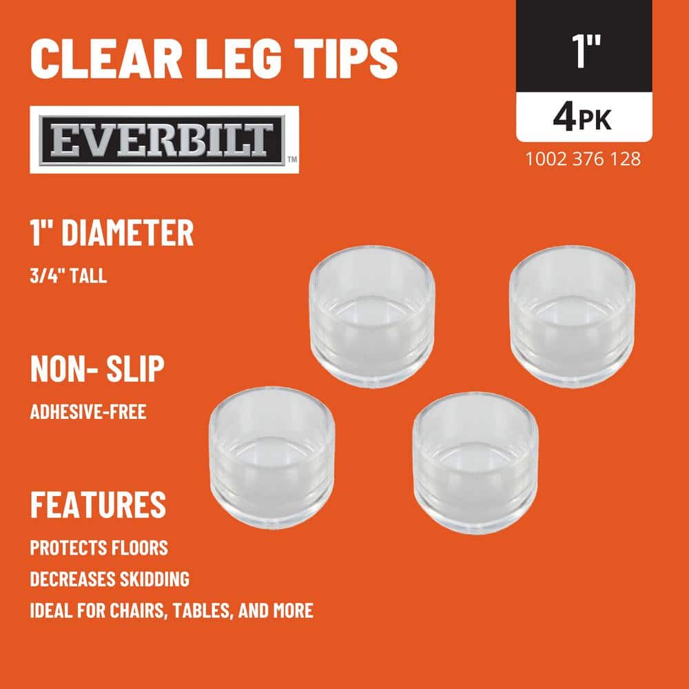 Everbilt 1 in. Clear Leg Tip Caps (4-Pack)