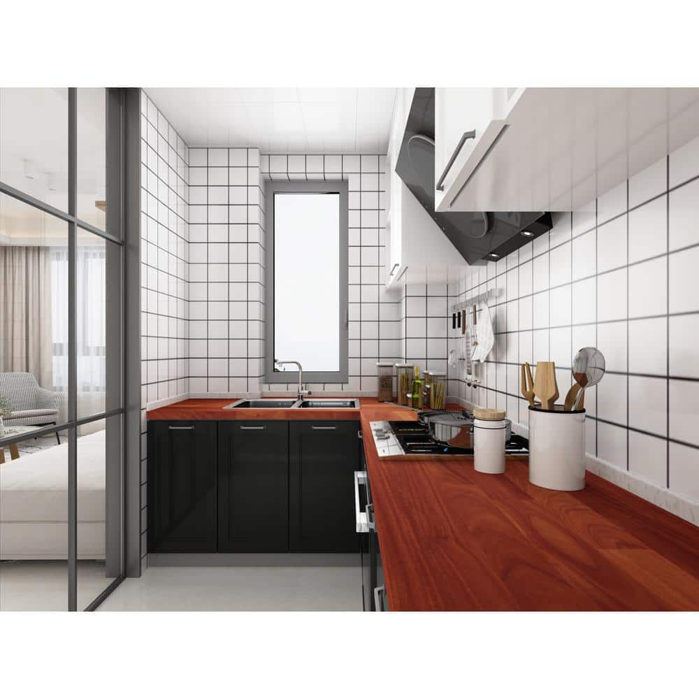 Interbuild 7.2 ft. L x 25 in. D, Karri Butcher Block Standard Countertop in Clear with Square edge
