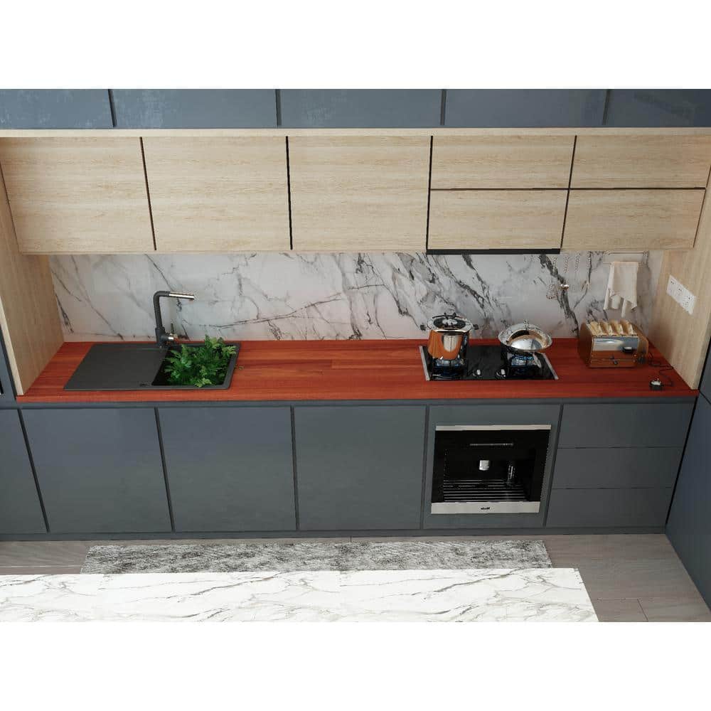 Interbuild 7.2 ft. L x 25 in. D, Karri Butcher Block Standard Countertop in Clear with Square edge