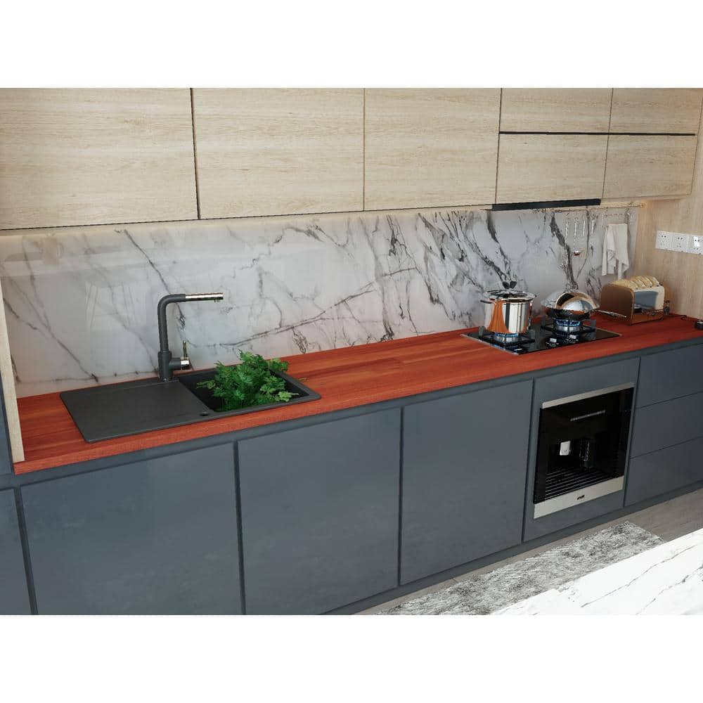 Interbuild 7.2 ft. L x 25 in. D, Karri Butcher Block Standard Countertop in Clear with Square edge
