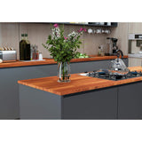 Interbuild 6.6 ft. L x 31.5 in. D, Karri Butcher Block Desktop Countertop in Clear with Straight Edge