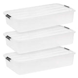IRIS 50 Qt. Under Bed Storage Container, Clear, (3-Pack)
