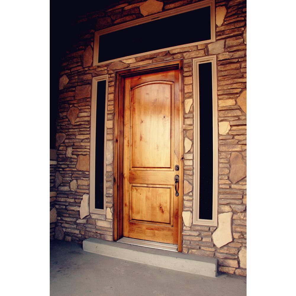 Krosswood Doors 36 in. x 96 in. Rustic Knotty Alder Arch Top Clear Stain Left-Hand Inswing Wood Single Prehung Front Door