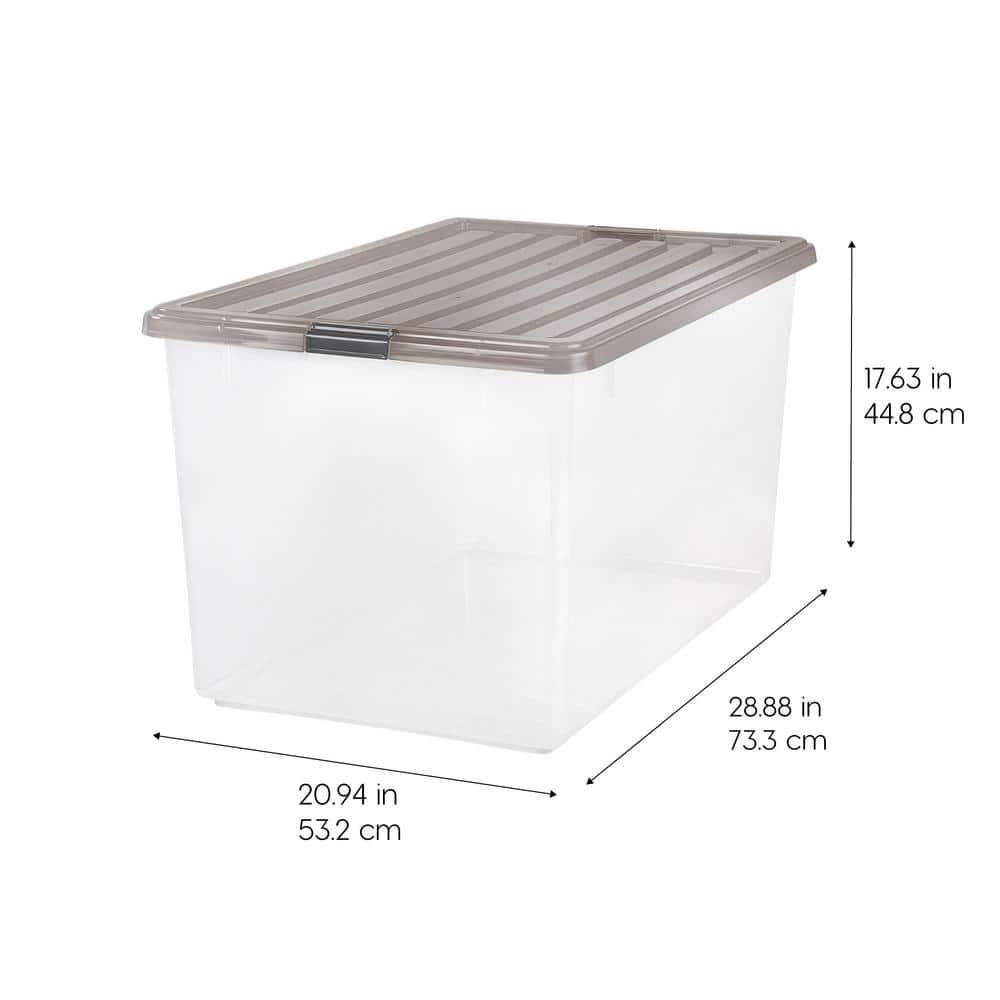 144 Qt. Plastic Storage Bin with Buckles in Clear (3-Pack)