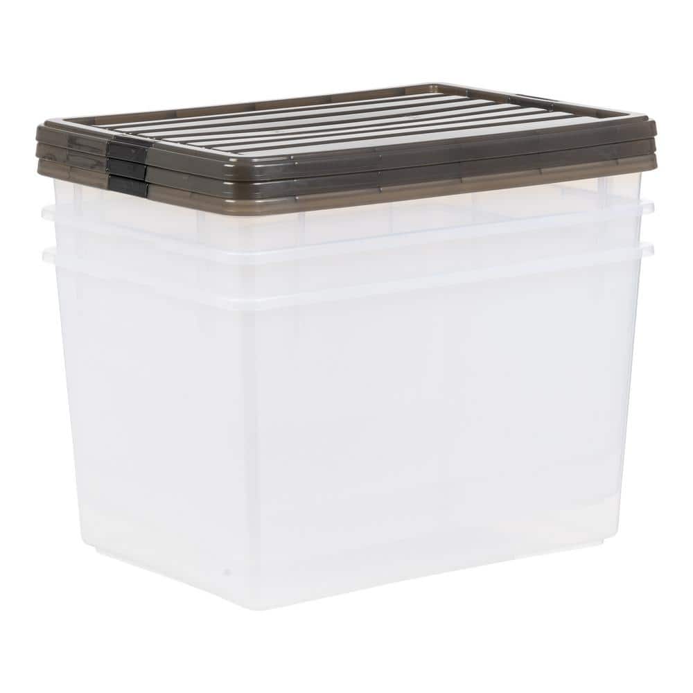 144 Qt. Plastic Storage Bin with Buckles in Clear (3-Pack)