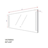 Vanity Art Honfleur 60 in. W x 28 in. H Large Frameless Rectangular LED Wall Mounted Bathroom Vanity Mirror in Clear