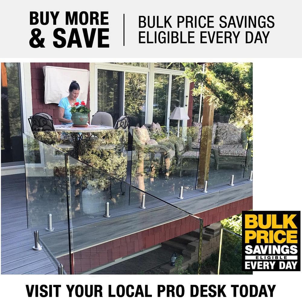 ClearView GLASS RAILINGS 18 in. x 39 in. CVGR Hercules Glass Panel with 2 Square Matte Black Spigots