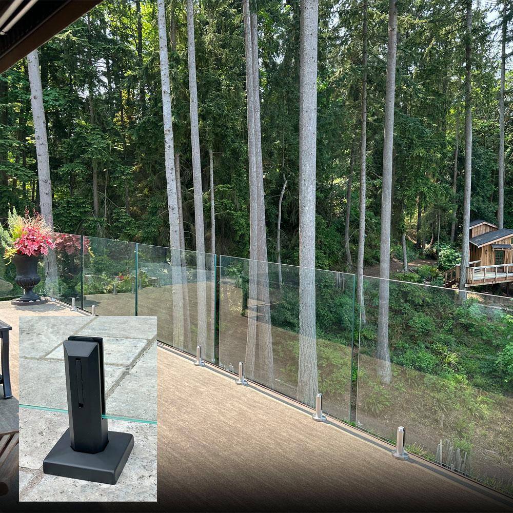 ClearView GLASS RAILINGS CVGR 54 in. x 39 in. Tempered Laminated Hercules Glass Panel with Spigots