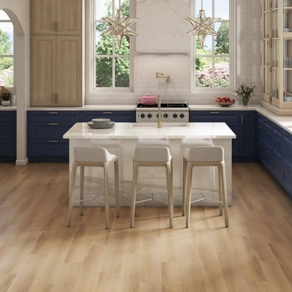 DuraDecor Liz Marie's Cliffside Tan 20 MIL x 7 in. W x 48 in. L Click Lock Waterproof Lux Vinyl Plank Flooring (23.2 sqft/case)