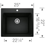 Blanco Liven Granite Undermount Laundry Sink in Coal Black