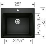 Blanco Liven Granite Undermount Laundry Sink in Coal Black
